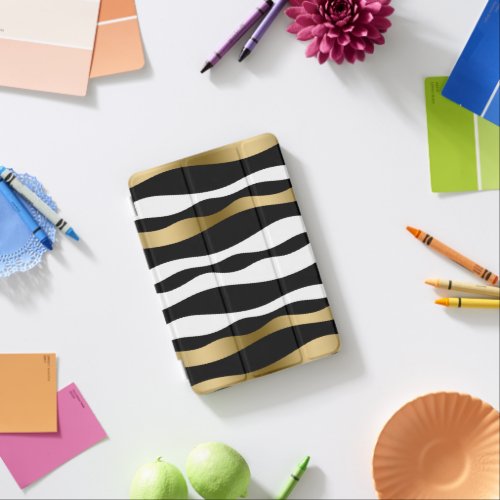 Black  White Abstract Zebra Stripes iPad Mini Cover