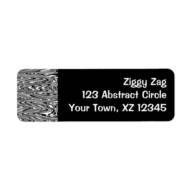 Black & White Abstract Zigzag Swirl Label (Front)