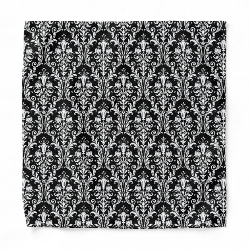 Black  White Acanthus Wedding Pocket Square Bandana