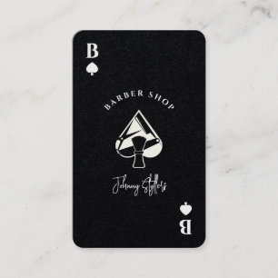 Black white Ace of spades barber shop Business Card