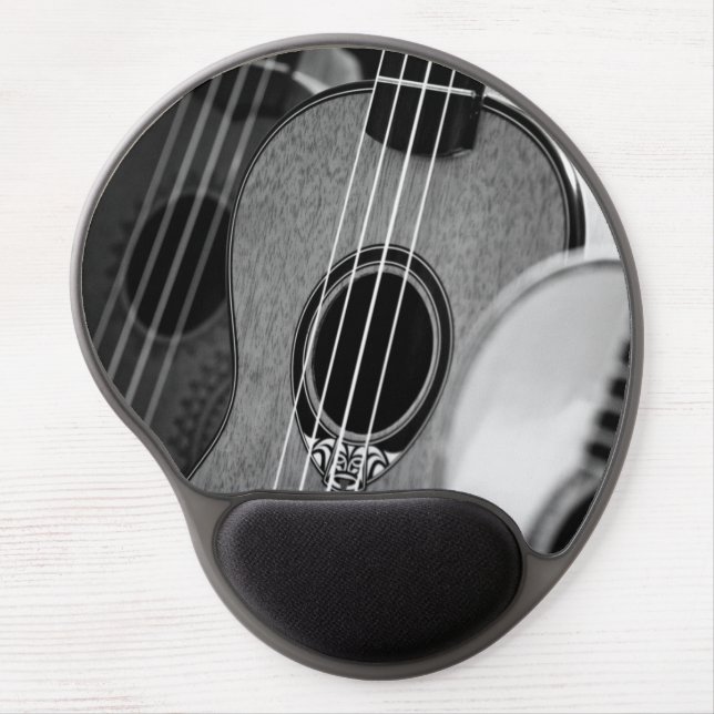 Black White Acoustic Classical Spanish Guitar Gel Mouse Pad (Front)