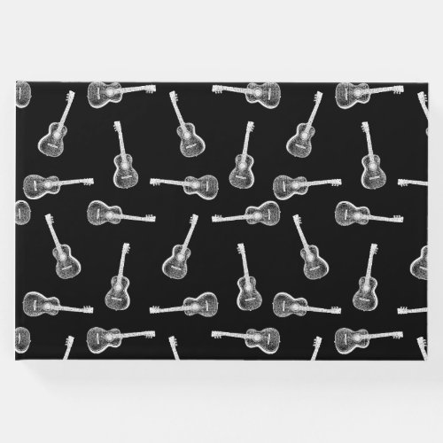 Black  White Acoustic Guitars Design Music Themed Guest Book