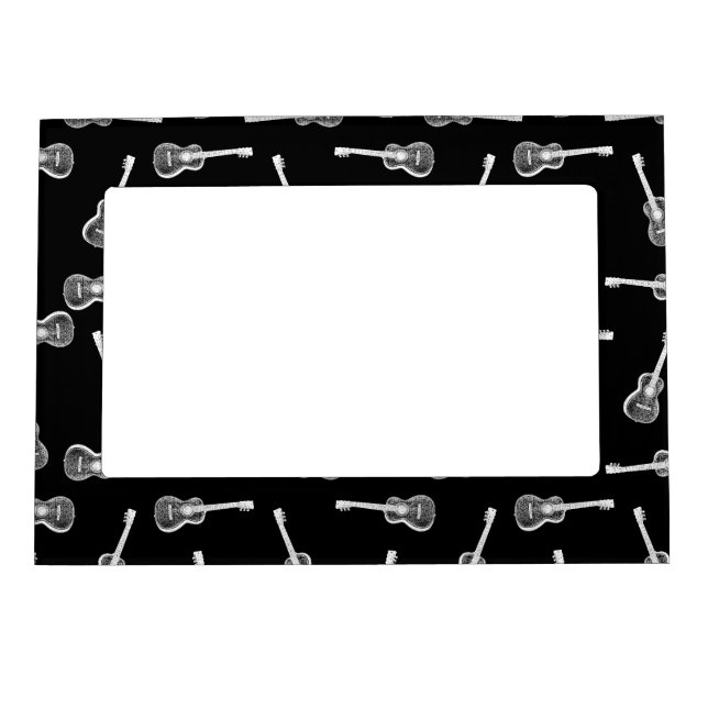 Black & White Acoustic Guitars Design Music Themed Magnetic Frame (Front)