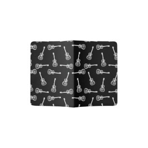 Black & White Acoustic Guitars Design Music Themed Passport Holder