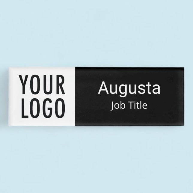 Black & White Acrylic Name Tag with Logo Magnetic (MISOOK Acrylic Black and White Name Tag with Logo)