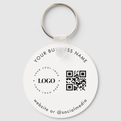 Black White Add Custom Business Logo Qr Code Scan  Keychain