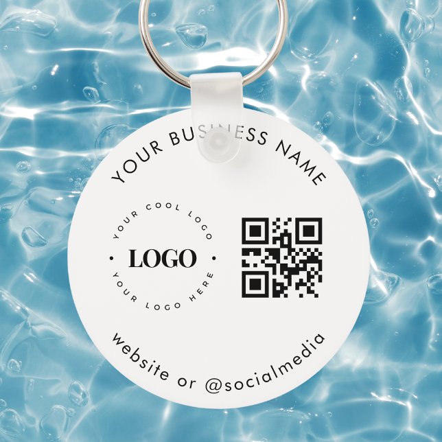 Black White Add Custom Business Logo Qr Code Scan  Keychain (Creator Uploaded)