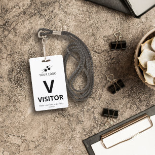 Black White Add Your Logo Visitor Badge