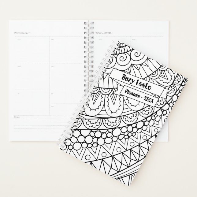 Black & White Adult Coloring Styled Planner (Display)
