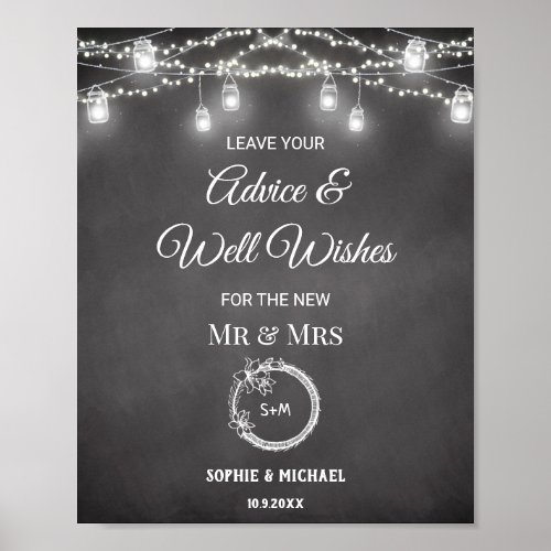 Black White Advice Well Wishes Sign Poster