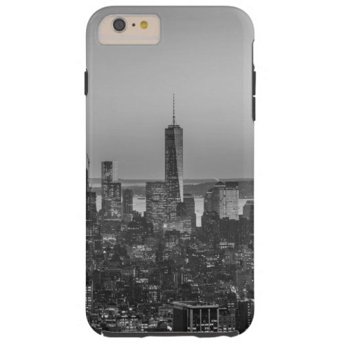 Black  White Aerial View of New York City Night Tough iPhone 6 Plus Case