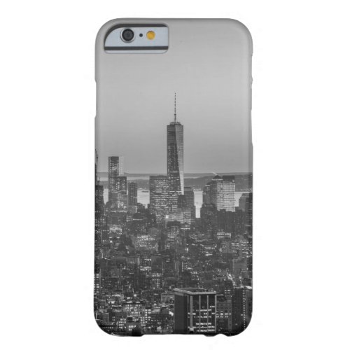 Black  White Aerial View of New York City Night Barely There iPhone 6 Case