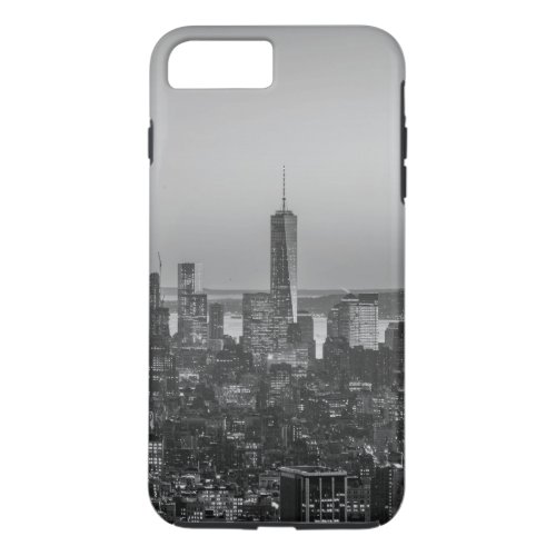 Black  White Aerial View of New York City Night iPhone 8 Plus7 Plus Case