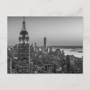 Black & White Aerial View of New York City Night Postcard