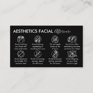 Black White Aesthetics Facial aftercare Business Card