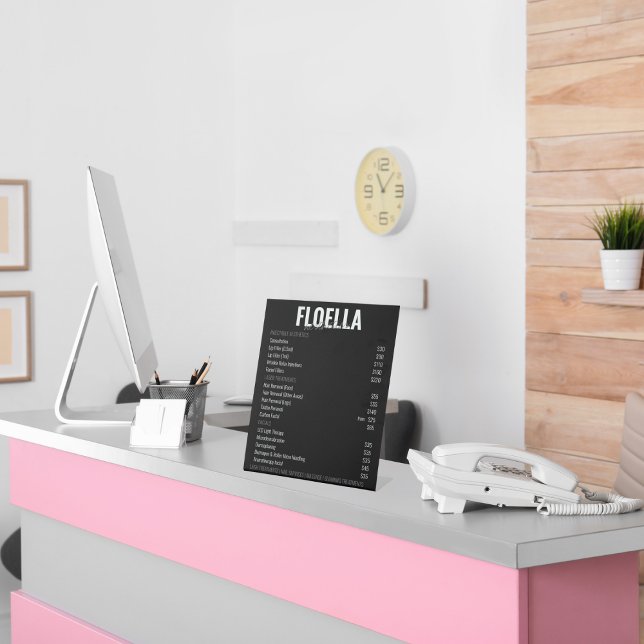 Black & White Aesthetics Salon Services Price List Pedestal Sign (Creator Uploaded)