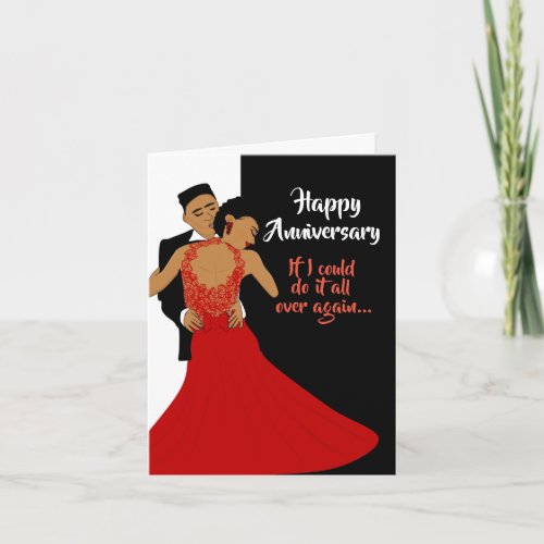 Black  White African American Couple Anniversary  Card