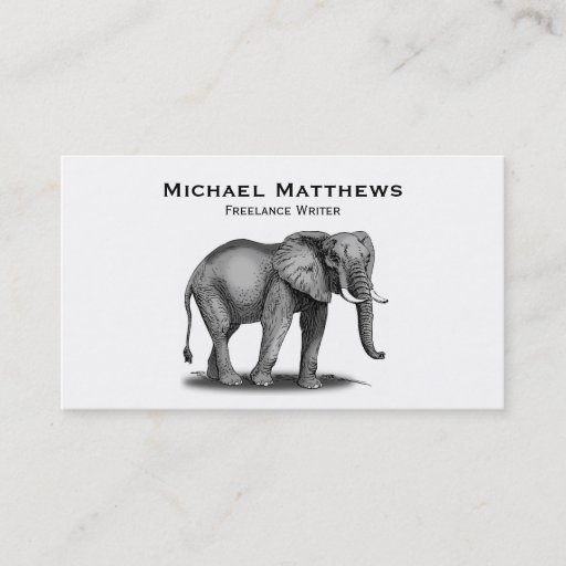 Customizable Simple Black and White African Elephant Customized Business Card Template