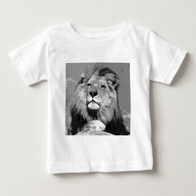 Black & White African Lion Baby T-Shirt (Front)