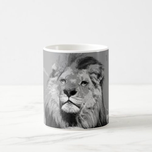 Black  White African Lion Coffee Mug