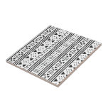 Black | White African MudCloth Inspired Scalable Ceramic Tile<br><div class="desc">Beautiful black and white African Mudprint inspired cloth print tile. Hit the customization button to control the pattern size to suit your needs.</div>