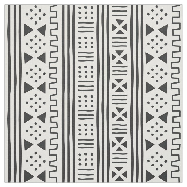 Black | White African MudCloth Inspired Scalable Fabric (Swatch)