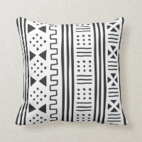 Black | White African MudCloth Inspired Throw Pillow