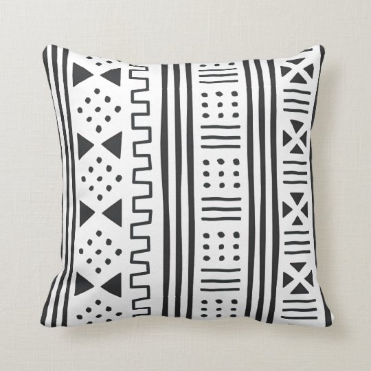 Black | White African MudCloth Inspired Throw Pillow | Zazzle.com