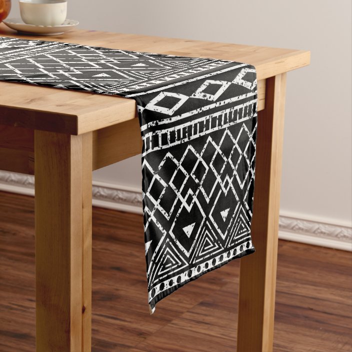 Black White African Tribal Pattern Short Table Runner Zazzle Black White African Tribal Pattern