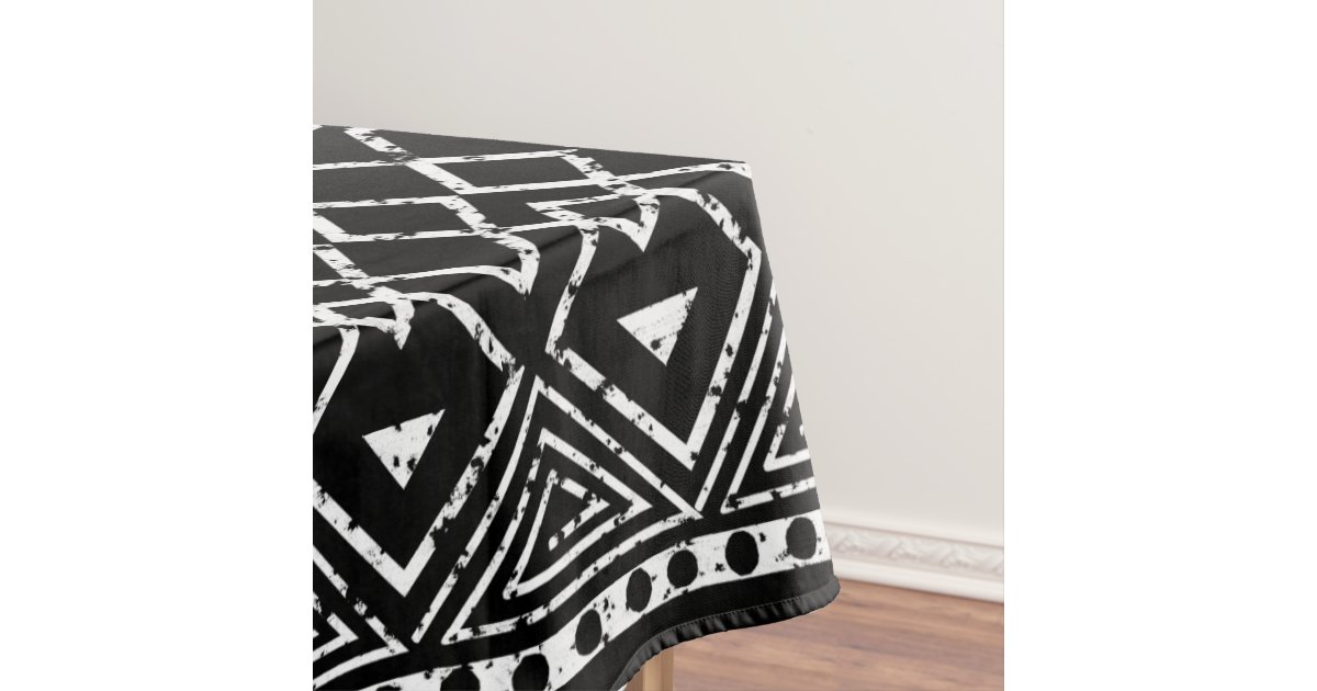 Black White African Tribal Pattern Tablecloth | Zazzle