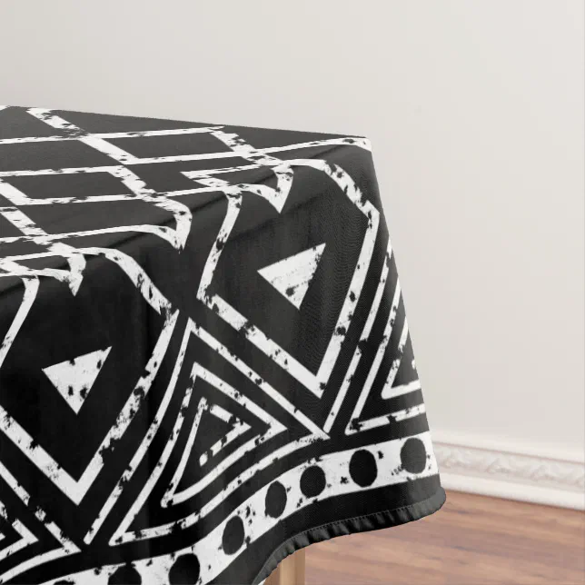 Black White African Tribal Pattern Tablecloth | Zazzle