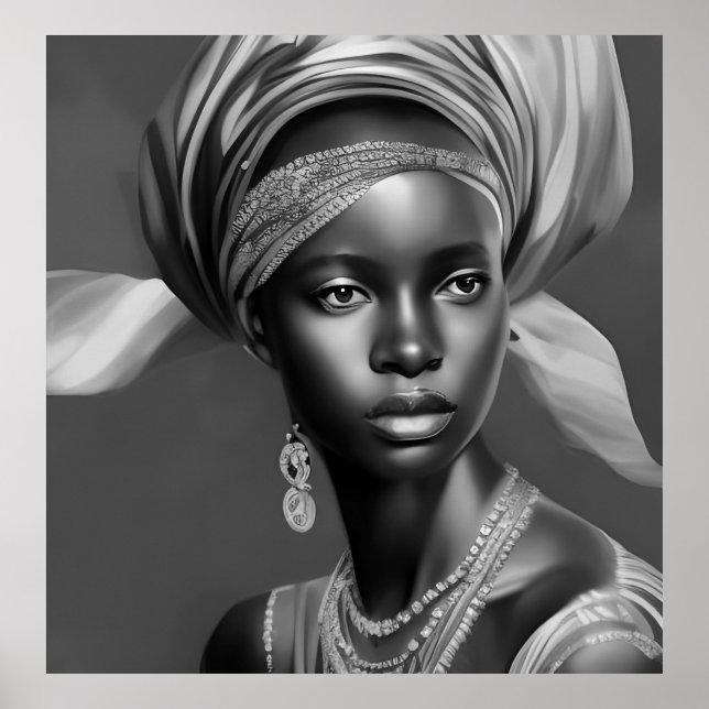 Black White African women girl monochrome Poster (Front)