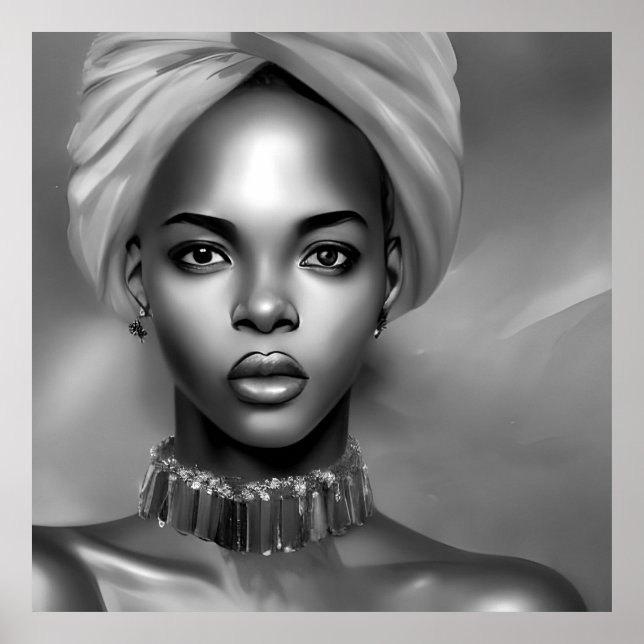 Black White African women monochrome jewels Poster (Front)