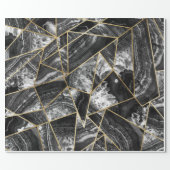Black White Agate Black Gold Geometric Triangles Wrapping Paper (Flat)