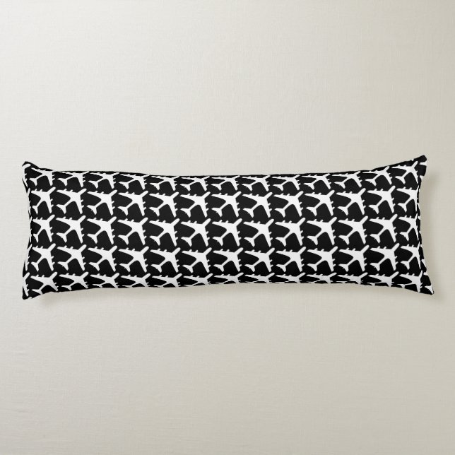 Black white airplane pattern body pillow (Back)