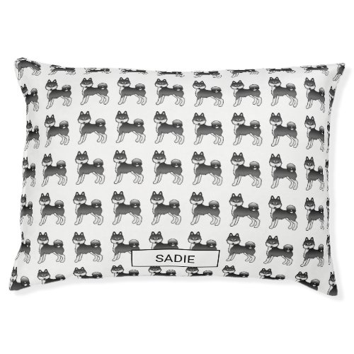 Black  White Alaskan Klee Kai Dog Pattern  Name Pet Bed