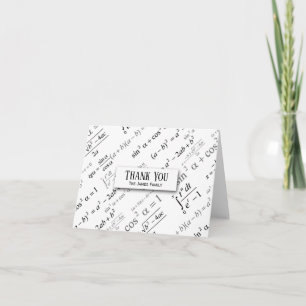 Black White Algebra Math Custom Text Thank You Card