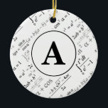 Black White Algebra Math Monogram Initial Ceramic Ornament<br><div class="desc">This algebra pattern features the colors black and white. This gift can have images, text or other elements added or changed using the customize it feature. Great gift idea for math teachers, for special celebrations, birthdays, Christmas, or other gift-giving holidays. Use the "customize it" button to change photos, change text,...</div>