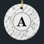 Black White Algebra Math Monogram Initial Ceramic Ornament<br><div class="desc">This algebra pattern features the colors black and white. This gift can have images, text or other elements added or changed using the customize it feature. Great gift idea for math teachers, for special celebrations, birthdays, Christmas, or other gift-giving holidays. Use the "customize it" button to change photos, change text,...</div>