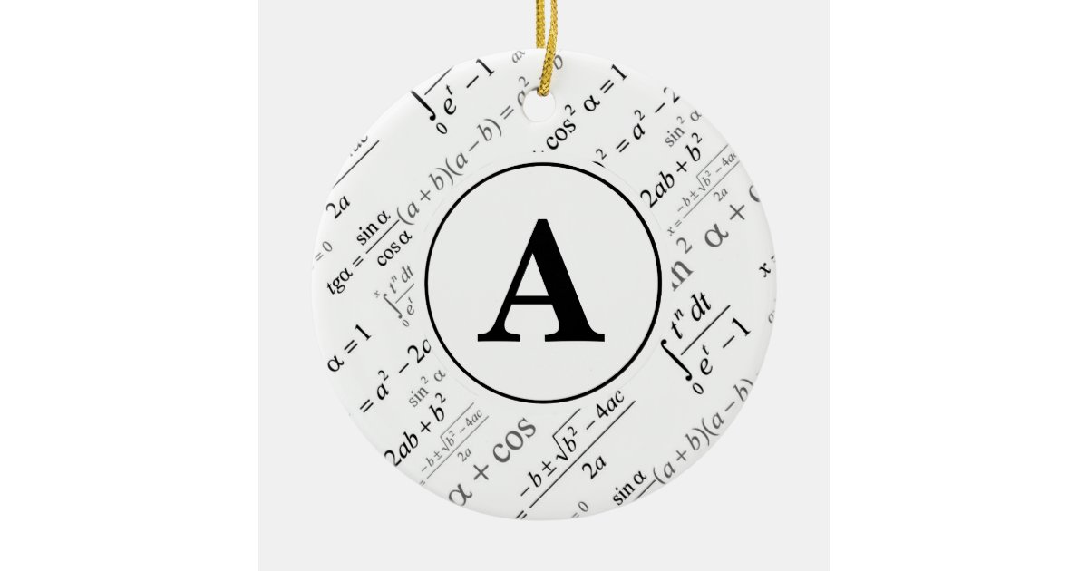 Math Monogram Black White Algebra Math Monogram Initial Ceramic Ornament | Zazzle