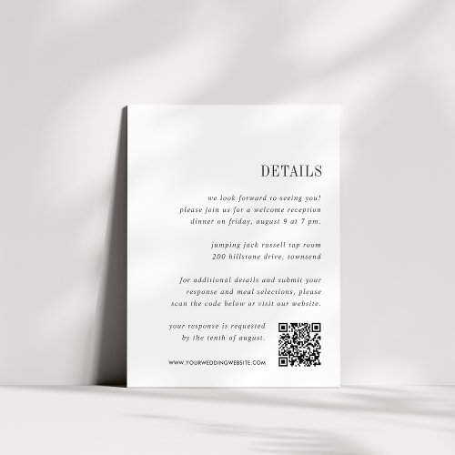 Black  White All_in_One Wedding Details Enclosure Card