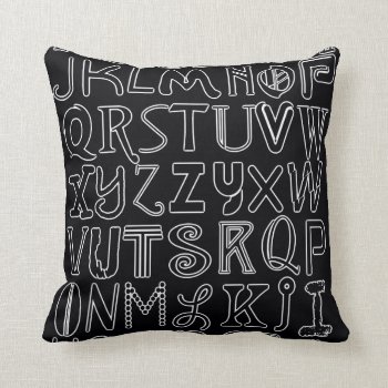Black & White Alphabet Outline Art Throw Pillow by StyledbySeb at Zazzle