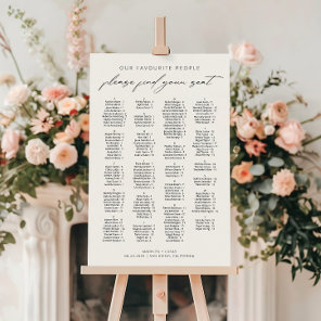 Black | White Alphabetical Wedding Seating Chart Foam Board