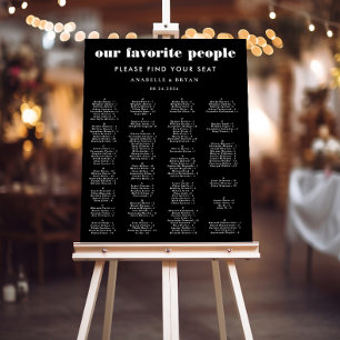 Black White Alphabetical Wedding Seating Chart Foam Board