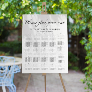 Black & White Alphabetical Wedding Seating Chart Foam Board