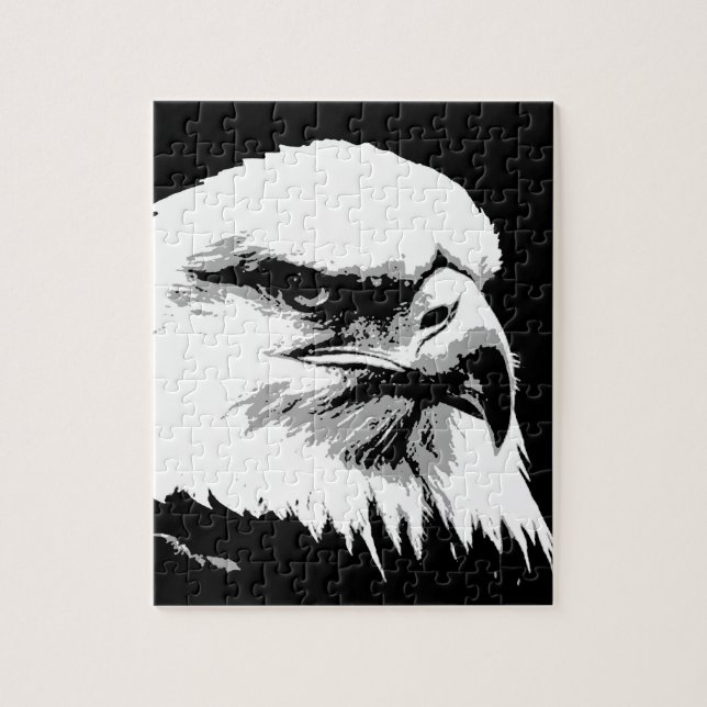 Black White American Bald Eagle Pop Art Jigsaw Puzzle (Vertical)