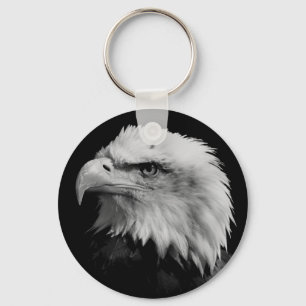 Black White American Eagle Leadership Motivational Keychain