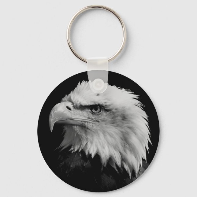 Black White American Eagle Leadership Motivational Keychain (Front)