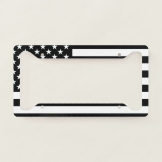 Black & White American Flag License Plate Frame