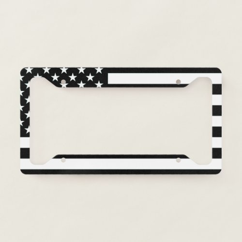 Black  White American Flag License Plate Frame